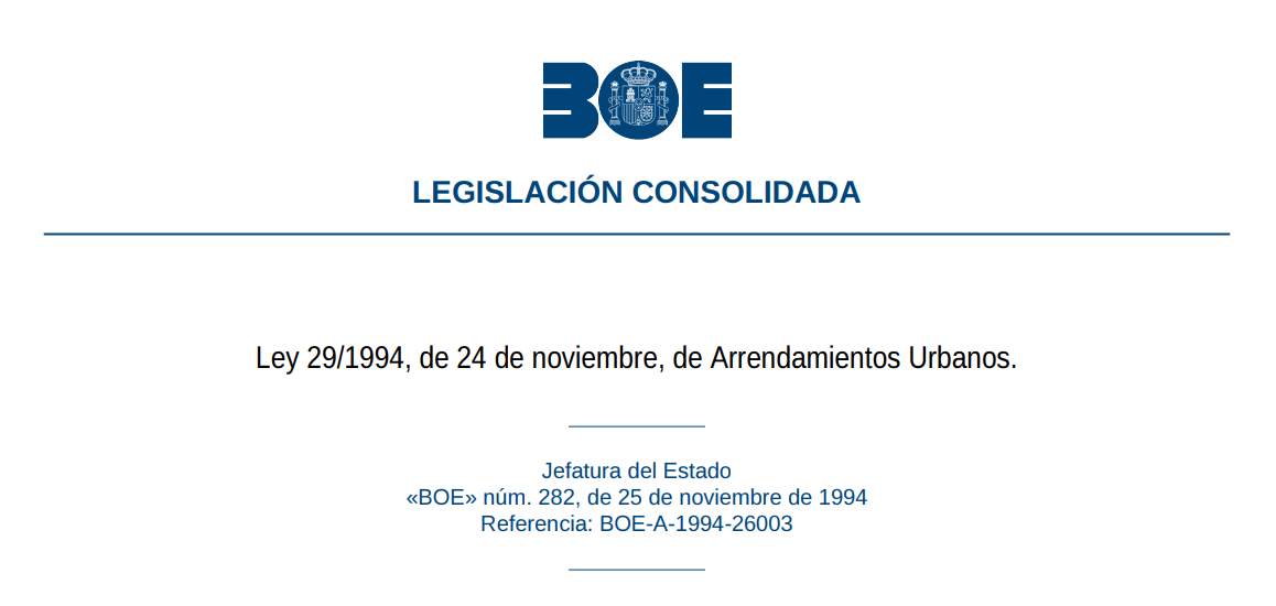 Test de la Ley 29/1994, de 24 de noviembre, de Arrendamientos Urbanos
